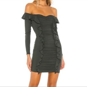 Evergreen Off-the-Shoulder Mini Dress